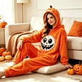 thumbnail image 6 of Ruyelune PinkHalloween Onesie Pajamas for AdultsHalloween Cute Onesie Pajamas for Women Men Funny Party Cosplay Costume Family Hooded Plush Cozy Warm SleepwearS, 6 of 6