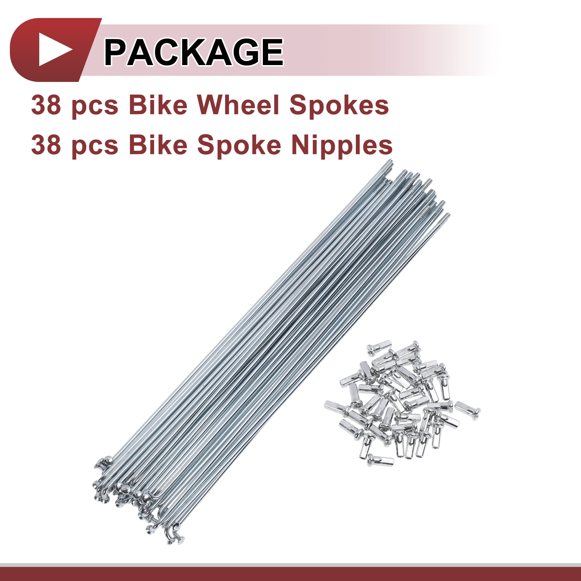 Unique Bargains 38Pcs 12G Bike Wheel Spokes Carbon Steel Galvanized Silver 9.06"