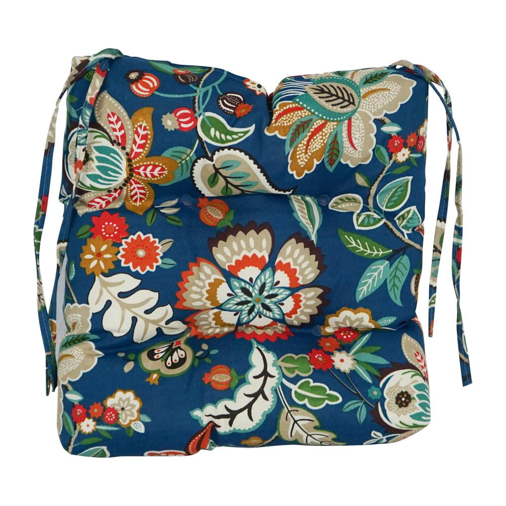 Blazing Needles 16-inch Square Tufted Outdoor Chair Cushion, 16 x 16, Telfair Peacock 6 Count