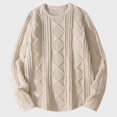 thumbnail image 3 of QTBIUQ Mens Lightweight Knit Sweater Pullover Rib Loose Fit Long Sleeve Crew Neck Top Casual Versatile Shirt for Spring Khaki, 3 of 5