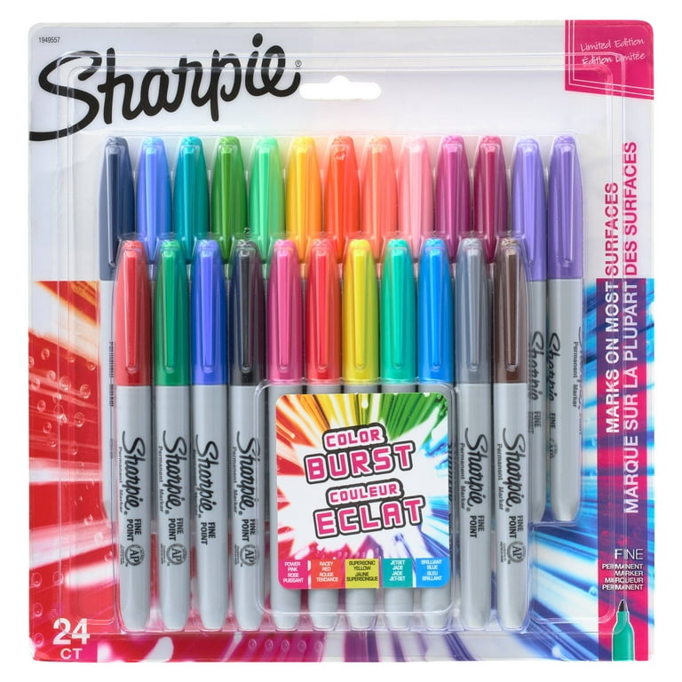 Color Burst Permanent Markers, Fine Point, Aaron Rodgers Special Edition,  Assorted Colors, 24 Count 