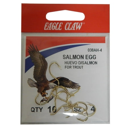 Eagle Claw Salmon Egg Hooks For Trout Gold Sz4 10pk,