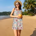 thumbnail image 3 of Cauagu Design Floral Tendance pour Femmes Robes d'Été, Robes Sans Manches Décontractées de Vacances Col Rond avec 2 Poches, 3 of 7