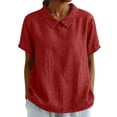 thumbnail image 3 of Uootdi Womens Tops Short Sleeve Collared Neckline Loose Fit Beach Stroll Casual Everyday Tees Gift, 3 of 7