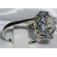 thumbnail image 3 of LBG 14k White Gold Natural Opal and Tanzanite Womens Cluster Ring - Size 11.75, 3 of 4