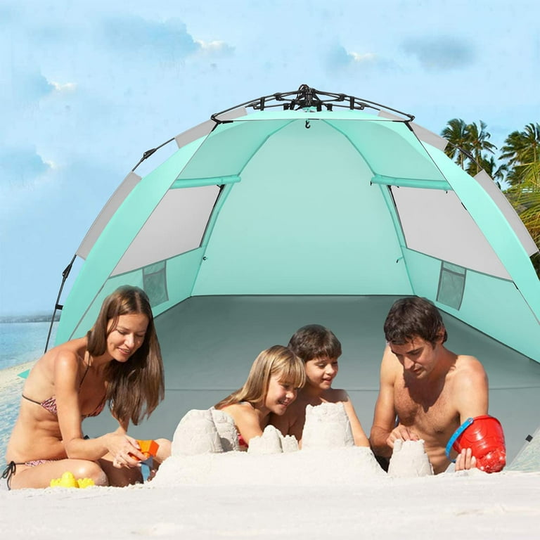 Oileus X-Large 4 Person Beach Tent Sun Shelter - Portable Sun Shade Instant Tent For Beach