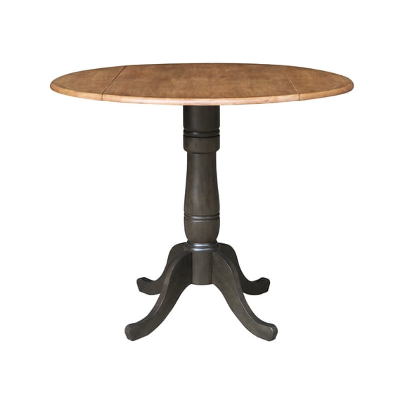 Wood 42 in. Round Drop Leaf Counter Height Dining Table - Hickory/Washed Coal