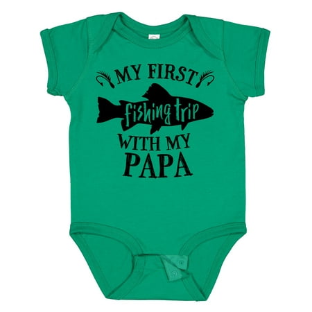 

Inktastic My First Fishing Trip with My Papa Boys or Girls Baby Bodysuit