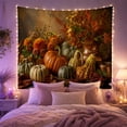 thumbnail image 2 of Pumpkins and Berries on a Muted Brownish-Gold Background, Nostalgic Rustic for Autumn Decor Lovers, Still Life Wall Art, Thanksgiving Gift, Tapestry Wall Hanging for Living Room and Bedroom, 2 of 7