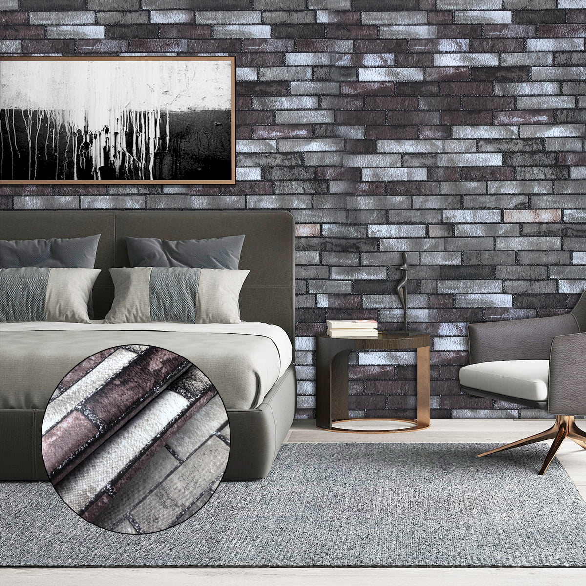 Coavas Brick Wallpaper Peel and Stick White 11.8x78.7 Inches for Bedroom Kitchen Stick on Wallpaper Self-Adhesive Faux Brick Decorative Printed Classroom Dorm Accent Wall 30x200cm 