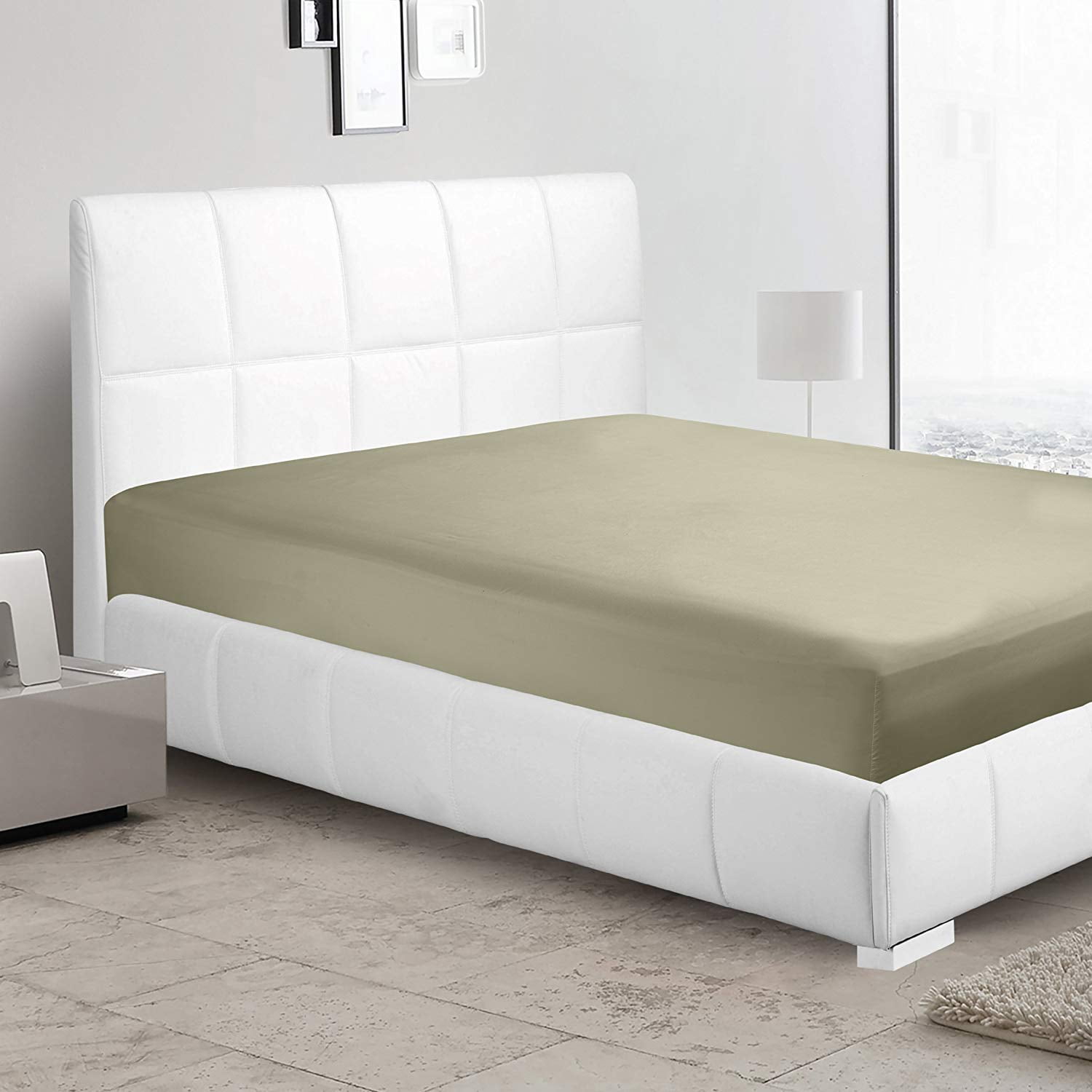 Clara Clark Premier 1800 Collection Single Microfiber Fitted Sheet, King Size, Sage Green