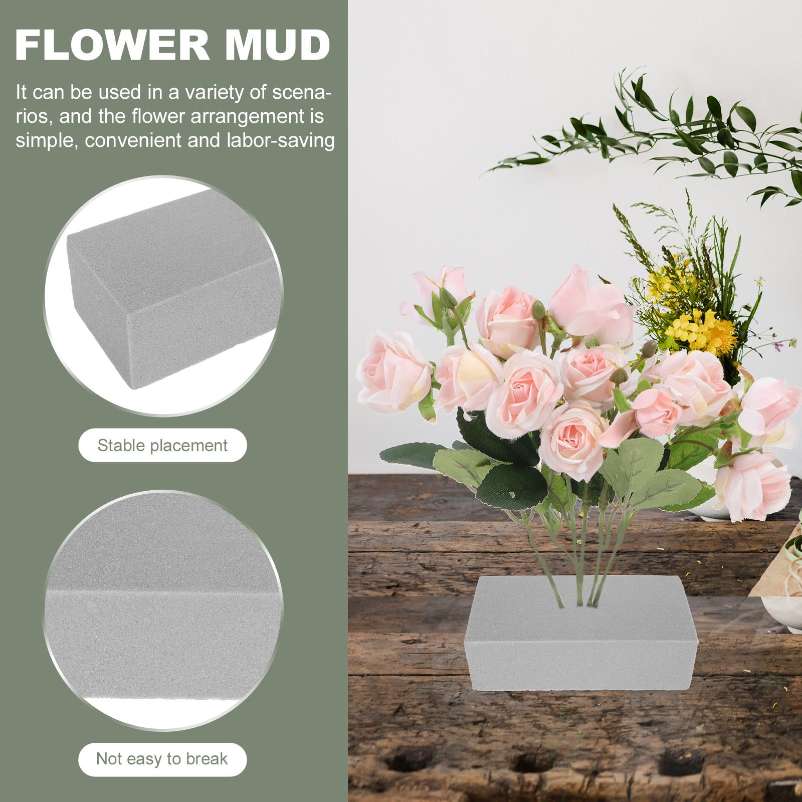 HAMPPLIES 6-Pack Black Floral Foam Blocks 22.5x10.5x7in for Flower Arranging, Floral Design, and Crafting Kits