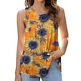 thumbnail image 2 of Sexlip Womens Big Flower Print Sleeveless Loose Sleeveless Top Vibrant Trendy Beach Holiday Outfit Yellow L, 2 of 5