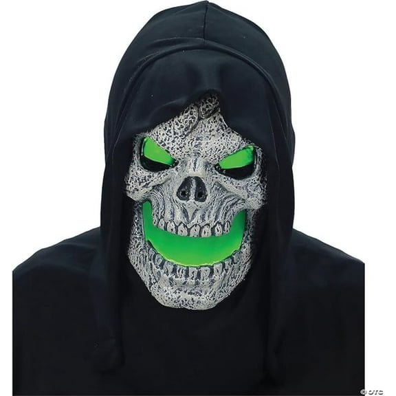 Morris Costumes MR131926 Flaming Green Skull Mask with Hood