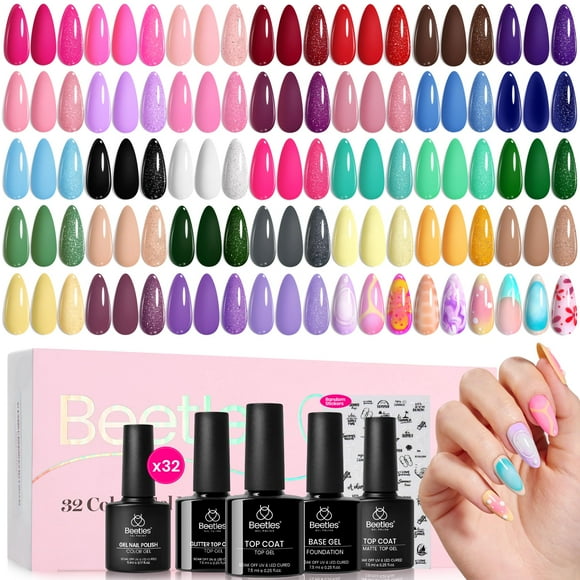 Set de esmaltes de uñas en gel Beetles All Seasons, 32 colores y accesorios