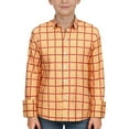 thumbnail image 4 of WOYY Little Boys Plaid Long Sleeve Shirt Unisex Casual Button Down Shirt, Sizes 5-6, 4 of 5
