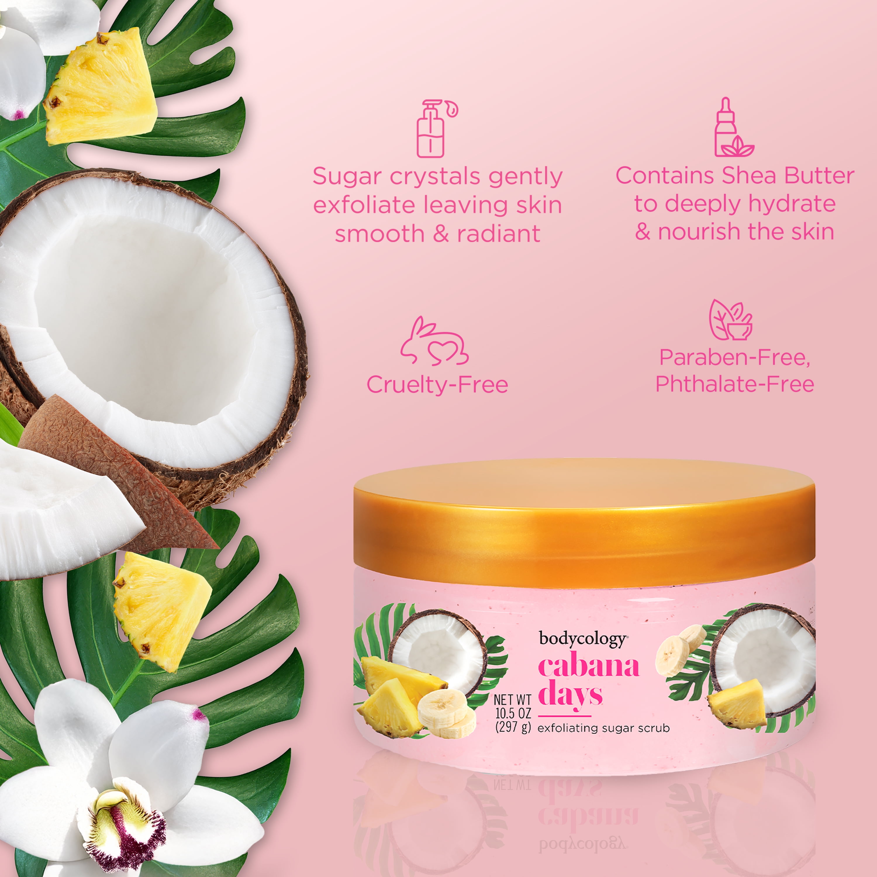 Bodycology Cabana Days Exfoliating Sugar Scrub, 10.5 oz