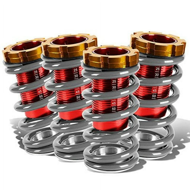 DNA MOTORING Bobine-Hc88-T11-Sl Aluminium Hauteur Réglable Coilover Manchon Kit Double Verrouillage Compatible avec 88-91 Honda CRX Compatible avec 90-01 Acura Integra Ressorts Rouges