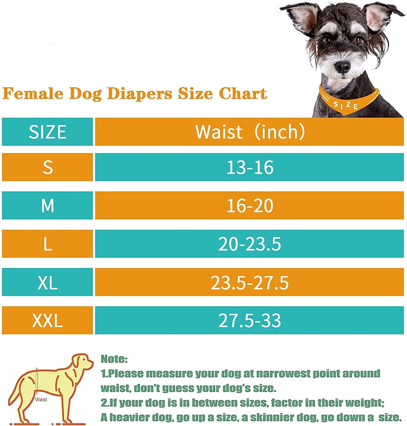 Washable Female Dog Diapers, Puppy Diapers for Dog Period Reusable Doggie Diapers, Highly Absorbent Dog Heat Panties