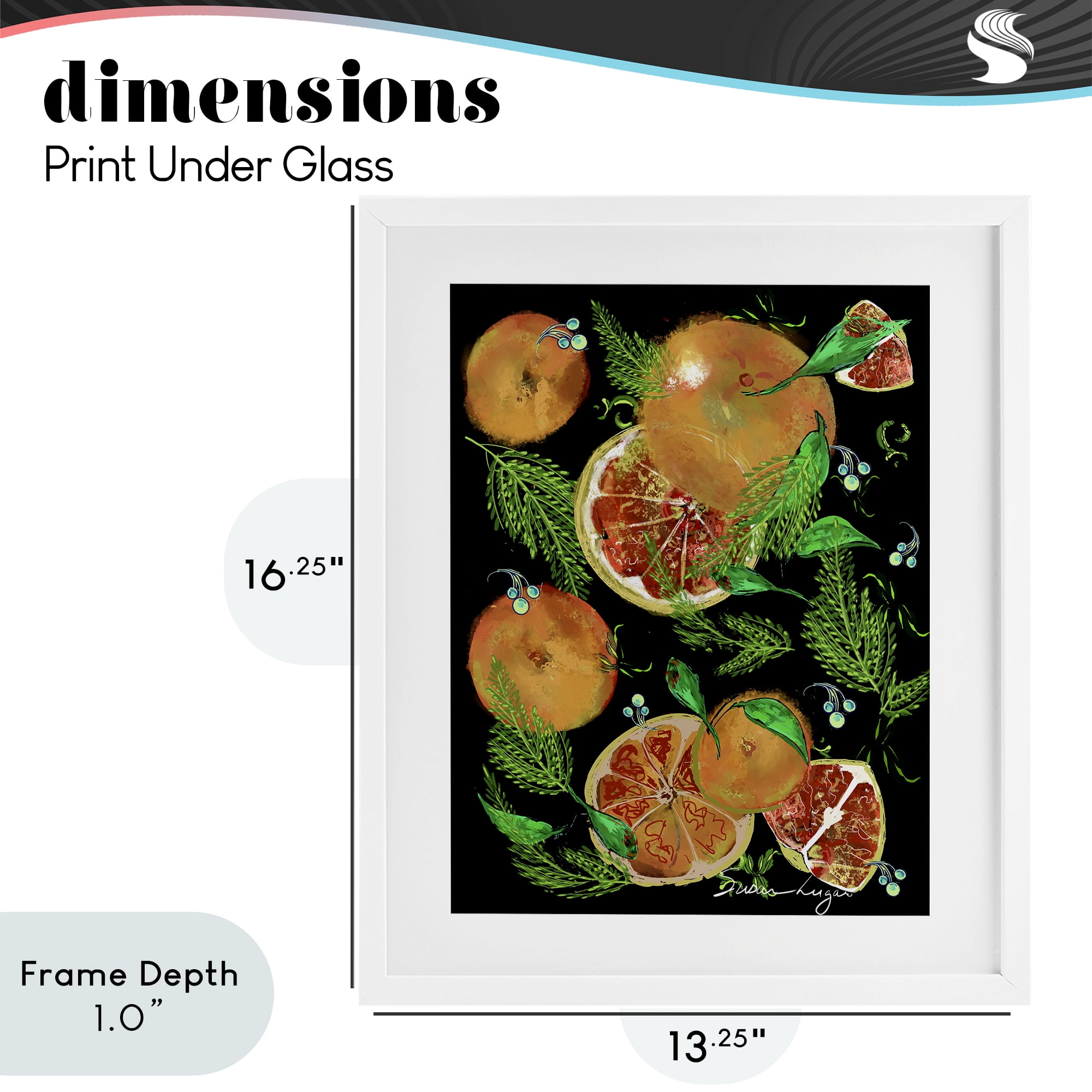 Stupell Industries Grapefruit & Ferns Medley White Framed Print Under Glass, design by Susan Lugar