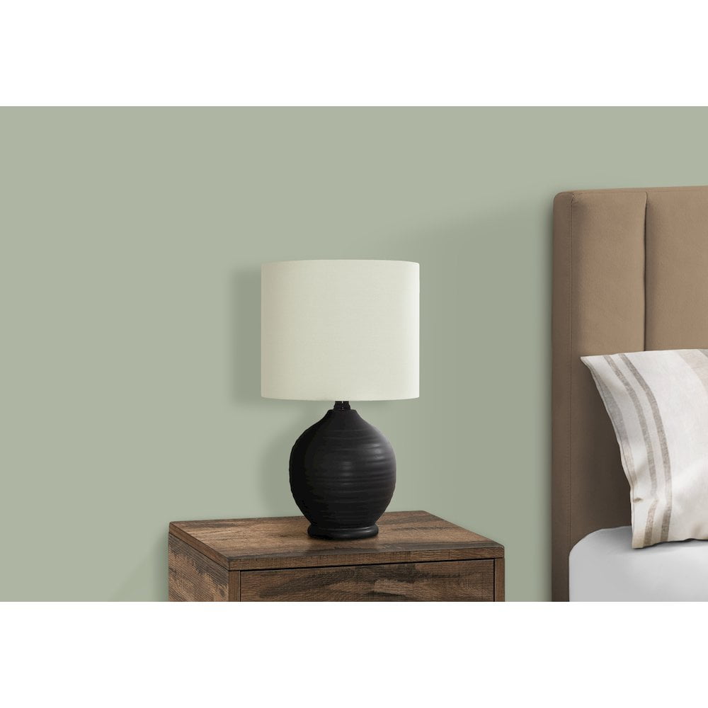 Lighting - 17"h Table Lamp - Black Ceramic Base - Ivory Shade - Transitional