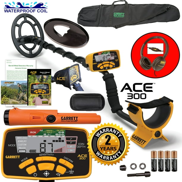 Garrett ACE 300 Metal Detector with Waterproof Coil ProPointer AT and