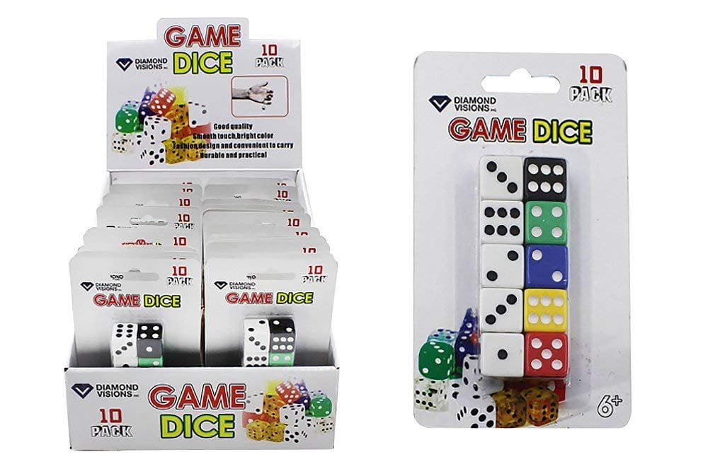 Diamond Visions 111557 10 Pack Six Sided Game Dice MultiPack in Assorted Colors 30 Dice