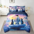 thumbnail image 2 of Homewish Kawaii Antarctic Penguin 7 Pieces Bedding Comforter Set,Cartoon Animal Full Bedding Set,Natural Landscape Aurora Fitted Sheet Flat Sheet For Kids,Breathable Home Decor Reversible, 2 of 8