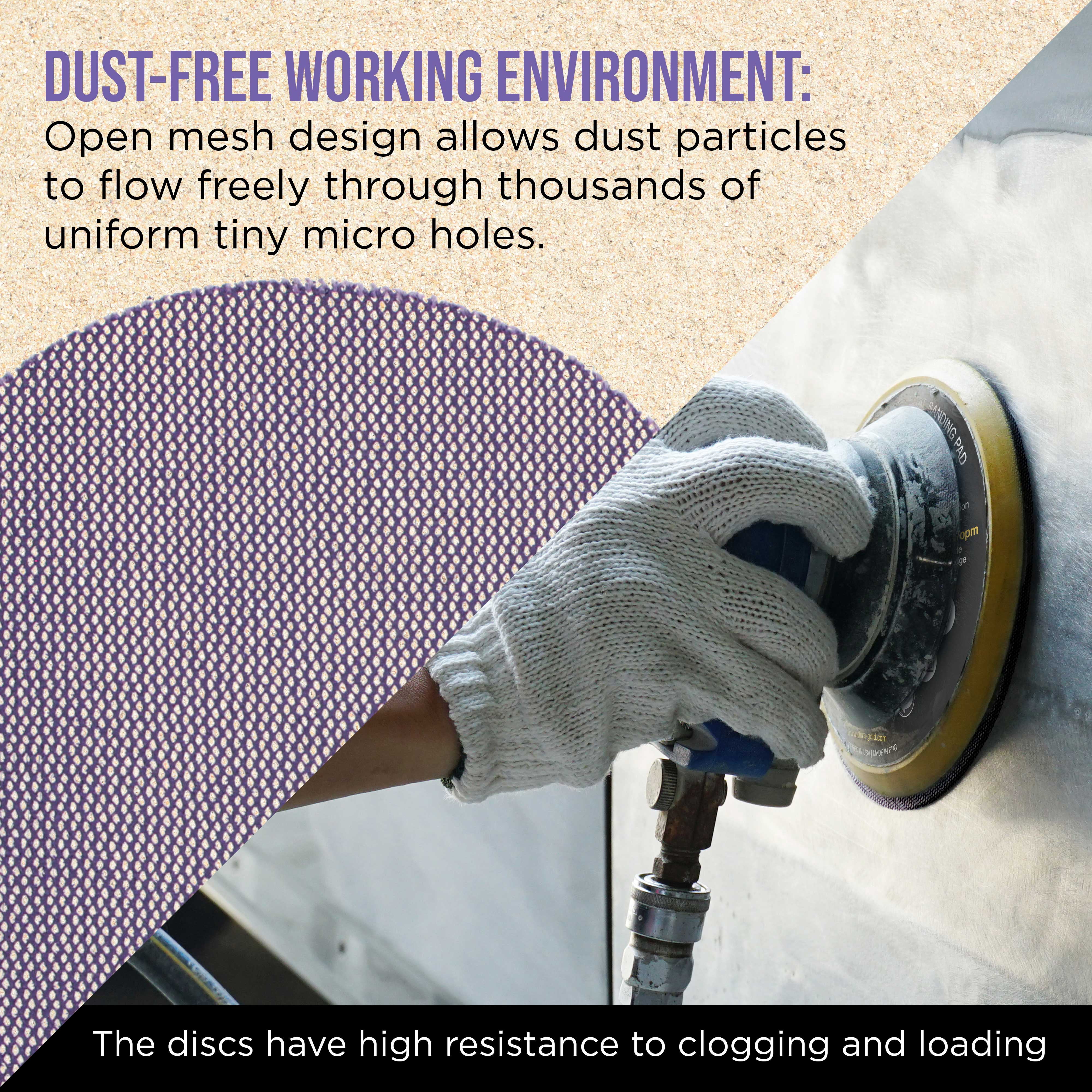 Dura-Gold Premium 220 Grit 6" Purple Ceramic Mesh Sanding Discs, Box of 30 - Dustless Hook & Loop Backing Sandpaper for DA & Random Orbital Sanders - Long-Lasting Fast Cut - Woodworking, Auto Paint