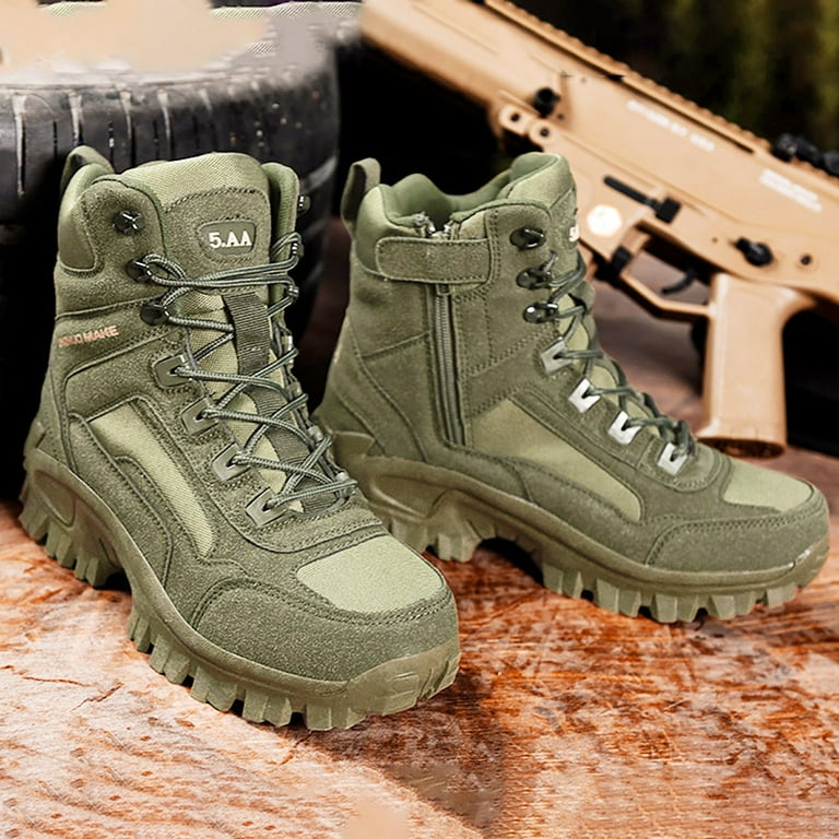 Men Water Proof Hiking And Camping Boots Comfortable And Breathable Side Zipper Non Slip Durable Work Boots Neoprene Rubber Heavy Duty Boot Zipper Boots Men Western Working Boots Knee High Men Knee