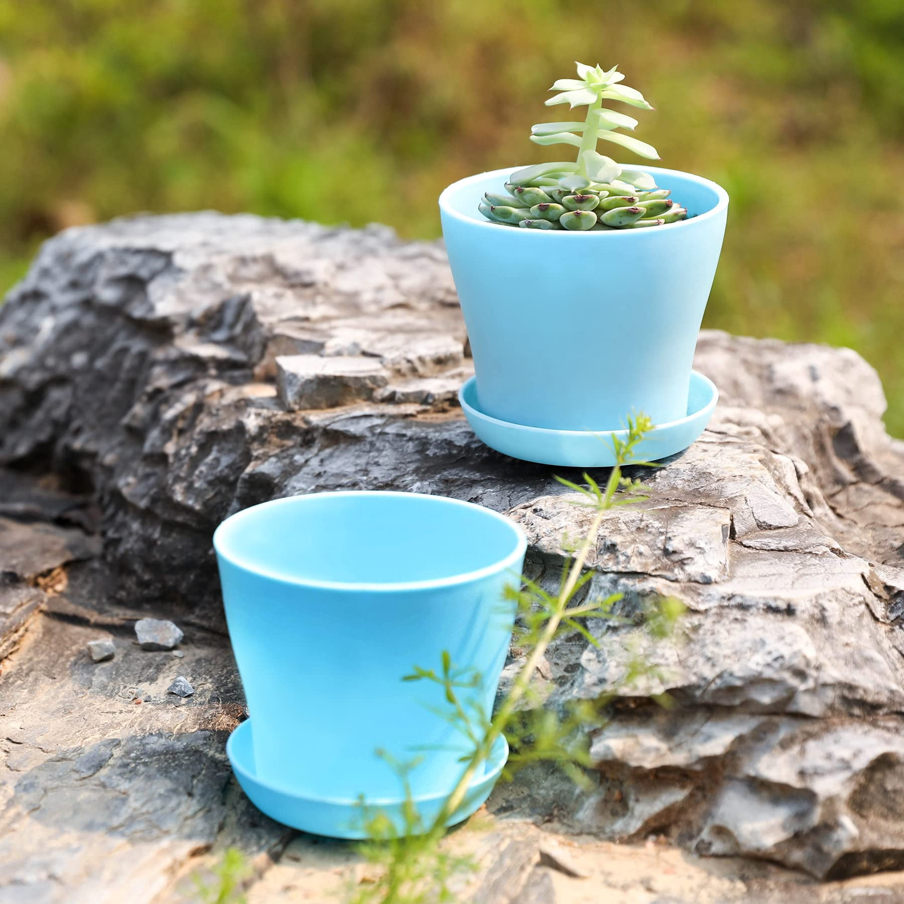 10 Pcs Modern Indoor Plastic Flower Pots with Pallets, Mini Decorative Planters for Seedlings, Herbs, Succulents & Indoor Gardening Supplies