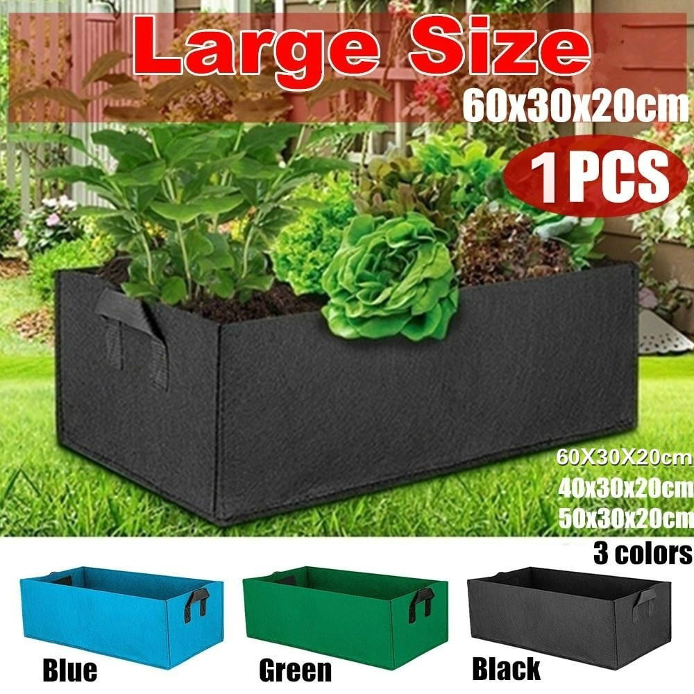 Rectangle Flower Grow Planter Vegetables Container Bag Garden Pot Box 3 Sizes 