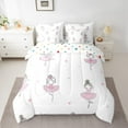 thumbnail image 2 of jejeloiu Cute Ballet Girl 7-Piece Twin Bedding Sets,Kawaii Loves Stars Bedding Comforter Set,Pink White Sheet Sets For Kids,Luxury Bedroom Decor Reversible, 2 of 8