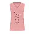 thumbnail image 4 of Tops de Lino para las Mujeres Pequeña Impresión Cuello Redondo Botón Arriba Manga Corta, Tops Cortos para las Mujeres, 4 of 4