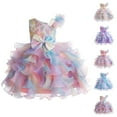 thumbnail image 4 of NOKIO Kids Summer Sundress, Party Pageant Floral Dresses, Girls One Shoulder Sleeveless Colorful Bow Cake Gown Dresses Birthday Party Dresses Baby Girls Princess Party Dress, 4 of 4