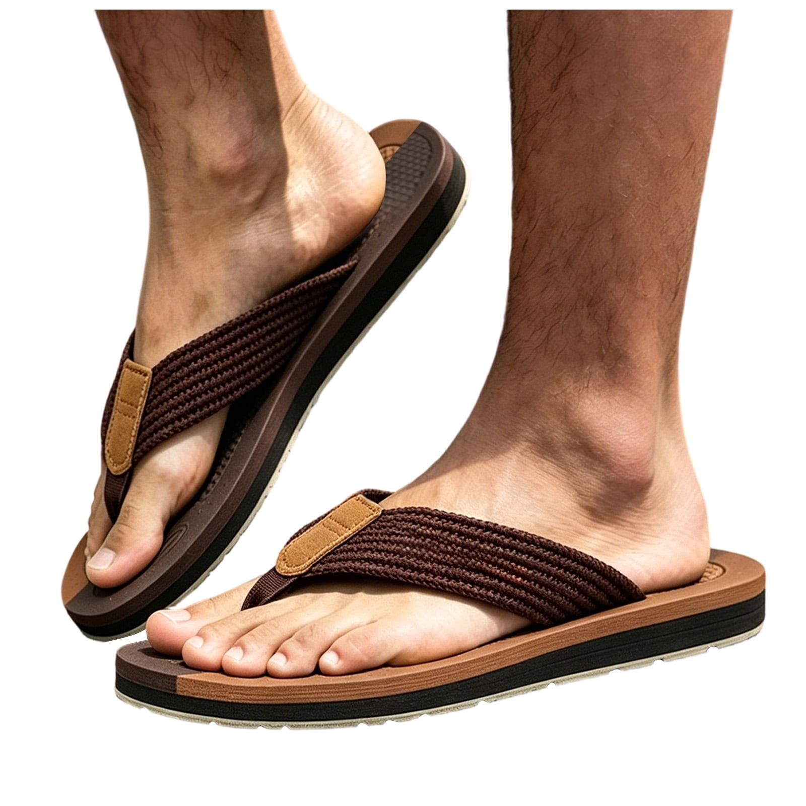 Men\'s Bright Brown Yoga Mat Flip Flops Slip On Indoor Outdoor Sandal Slipper Amazon.com | DWG Men main image 3