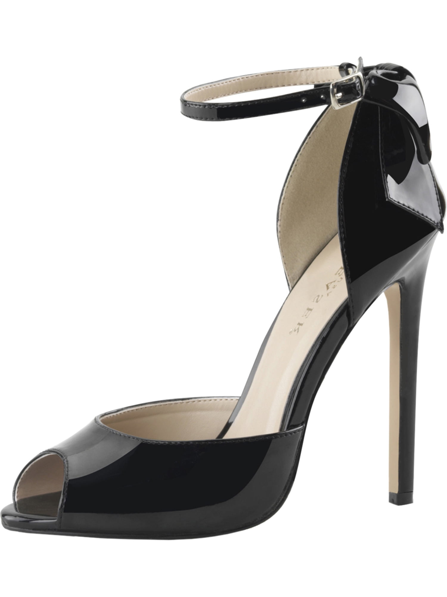 Pleaser - Womens Black Heels With Ankle Strap Peep Toe Pumps Dorsay ...