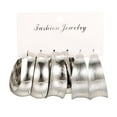 thumbnail image 1 of Conjunto de 3 piezas de pendientes con personalidad de metal dorado europeo y americano, pendientes creativos retro en forma de C, 1 of 4