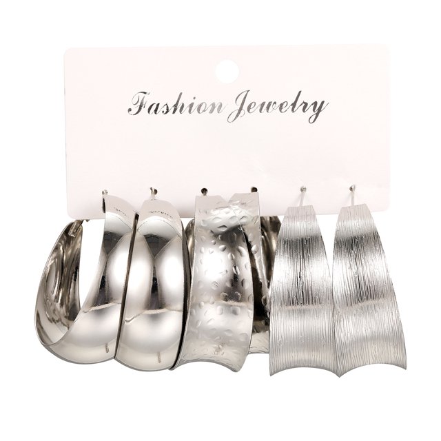 Conjunto de 3 piezas de pendientes con personalidad de metal dorado europeo y americano, pendientes creativos retro en forma de C