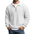 thumbnail image 3 of KKBOTIVE Quarter Zip Up Polo Sweatshirt for Men, Casual Long Sleeve Solid Color Collared Pullover Top Men's Fashion ( White Size: M ), 3 of 5