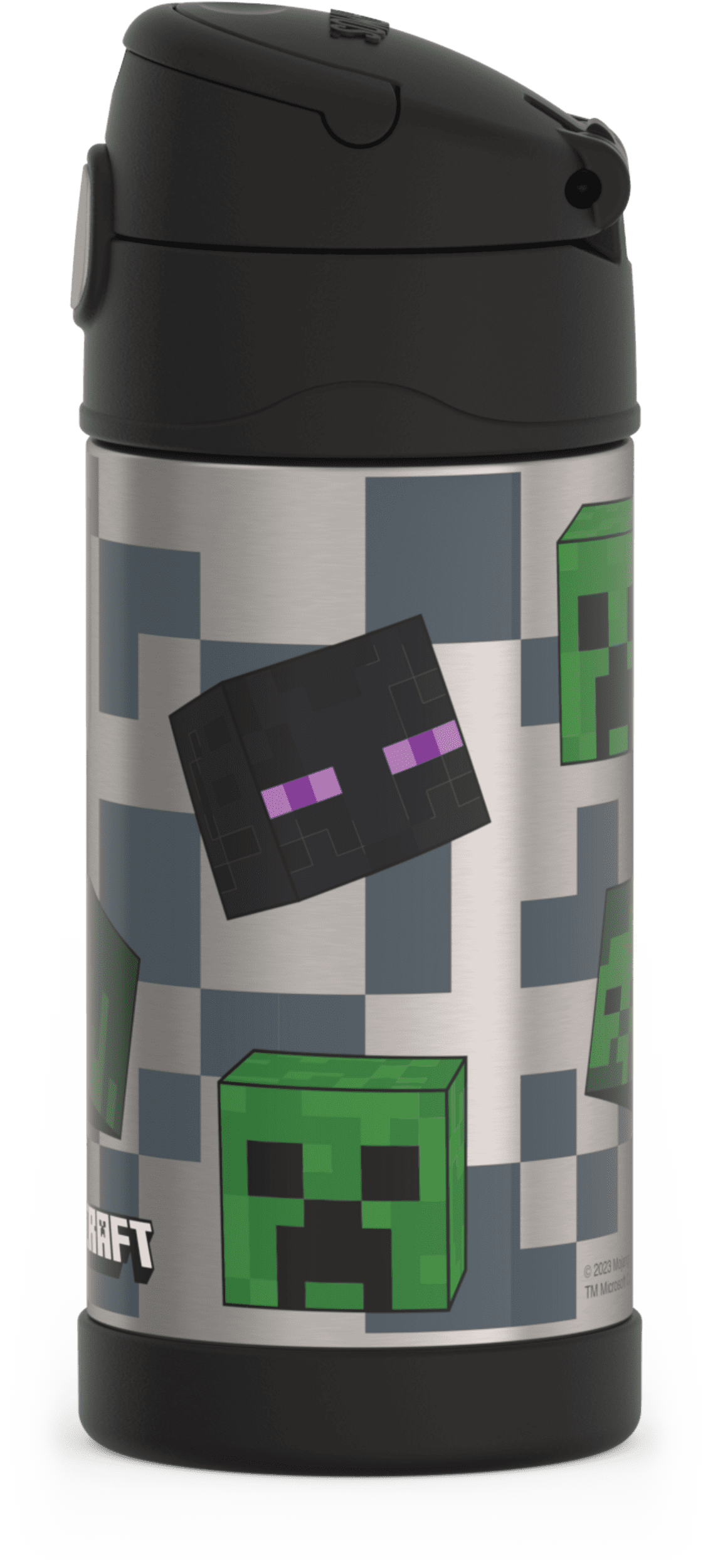 Thermos Stainless Steel Funtainer Water Bottle with Straw, Minecraft, 12 Fluid Ounces