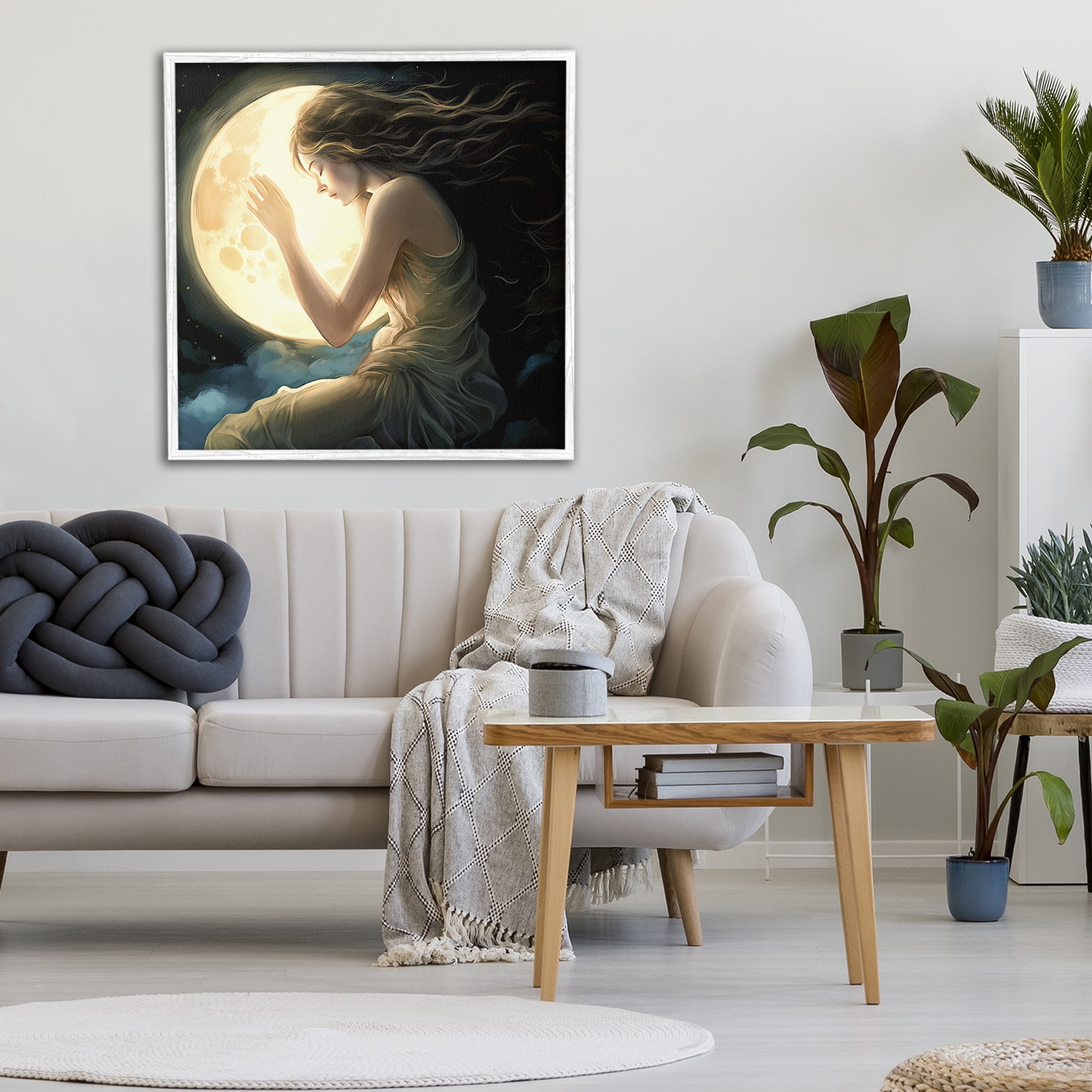 Ethereal Moon Love White Framed Giclee Art, design by Sasha