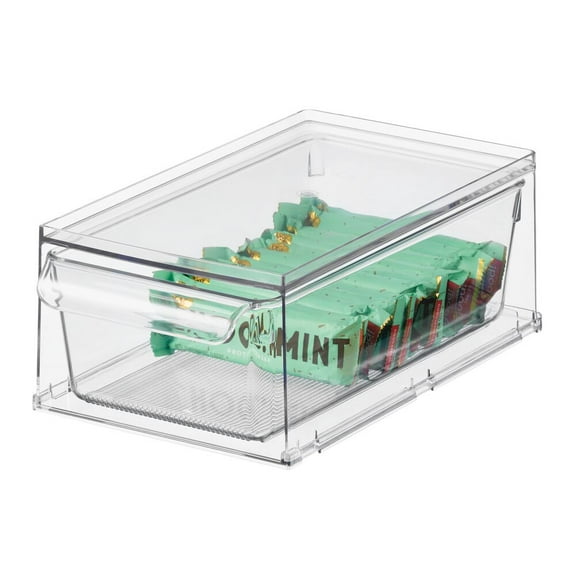iDesign Stackable Kitchen Storage Drawer, Pull-Out Sliding Bin for Fridge, Pantry, Under Sink, or Cabinet, 11.75'' x 6.75'' x 4.2'', Clear