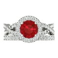 thumbnail image 2 of Clara Pucci 14K White Gold Round Cut 1Ct Simulated Tourmaline Engagement Ring + Matching Band - Luxury Box Included, 2 of 7