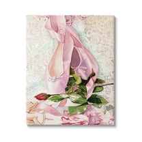 Stupell Ballet Dance Shoes Lace Pattern Sports Painting Gallery Wrapped Canvas Print Wall Art