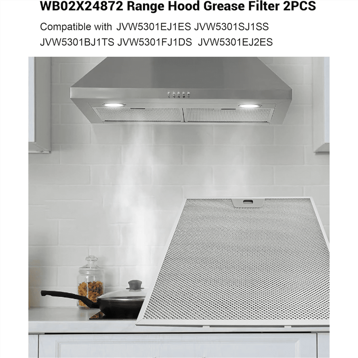 2pcs WB02X24872 Range Hood Grease Filter for Range Hood JVW5301BJTS JVW5301EJES JVW5301FJDS JVW5301SJSS JVW5301SJ1SS