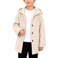 thumbnail image 5 of XRoczxe Kids Hooded Winter Coat Warm Button Down Jacket Casual Long Sleeve Outerwear with Pockets for Kids Autumn Fall Kids Hooded Wool Blend Coat, Boys Girls Solid Color Long Sleeve, 5 of 9