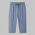 thumbnail image 2 of Ice Silk Pants For Womens Liweisiy Drawstring Elastic High Waist Solid Color Loose Pants Athletic Running Casual Classic Pants With Pockets Blue 3XL, 2 of 6