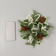 thumbnail image 5 of Winter Candle Rings Wreath, Christmas Artificial Pine Cone and White Berry Candle Holder, Frosted Greenery Xmas Candlestick Ring for Holiday Table Decor, Party Wedding Centerpieces, 5 of 7