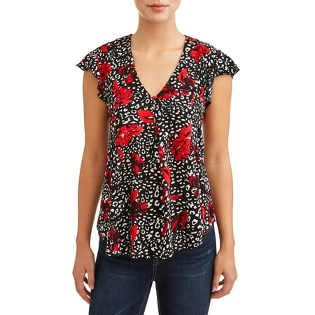 Ella Moss Flutter Sleeve Top - Women's Short Sleeve Flutter Sleeve Blouse